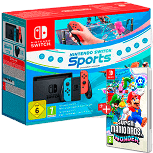 Nintendo Switch + Switch Sports + Super Mario Bros Wonder